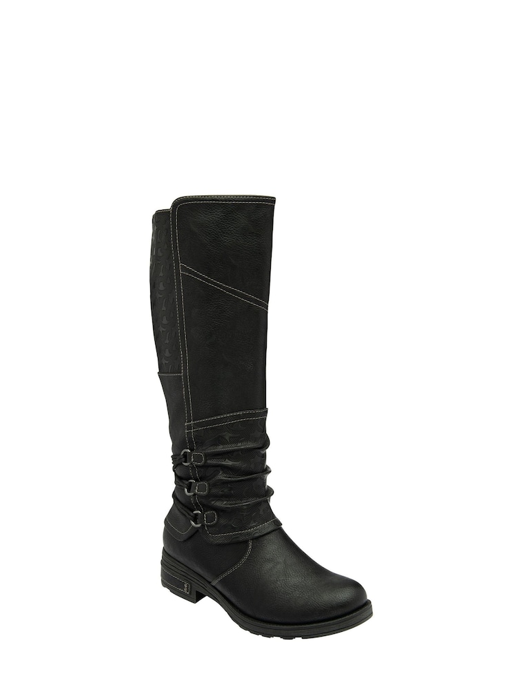 Lotus Black Zip-Up Knee High Boots - Image 1 of 4