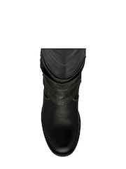 Lotus Black Zip-Up Knee High Boots - Image 4 of 4