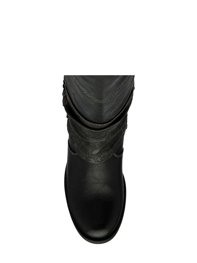 Lotus Black Zip-Up Knee High Boots - Image 4 of 4