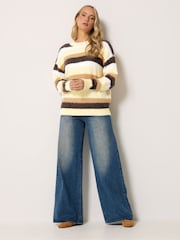 Long Tall Sally Yellow Long Sleeve Stripe Fluffy Knitted Jumper - Image 2 of 6