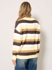 Long Tall Sally Yellow Long Sleeve Stripe Fluffy Knitted Jumper - Image 3 of 6