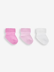 JoJo Maman Bébé Pink 3-Pack Baby Socks - Image 1 of 1