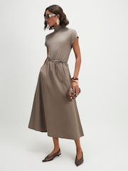 River Island Green Short Sleeve Utility Tie Waist Midi Dress - Image 2 of 4