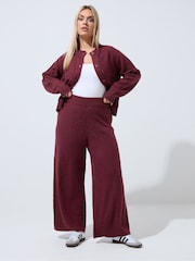 Yours Curve Red Limited Rose Jacquard Knitted Wide Leg Trousers Co-Ord - Image 1 of 6