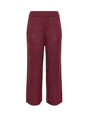 Yours Curve Red Limited Rose Jacquard Knitted Wide Leg Trousers Co-Ord - Image 5 of 6