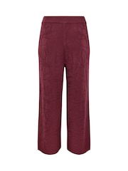 Yours Curve Red Limited Rose Jacquard Knitted Wide Leg Trousers Co-Ord - Image 6 of 6