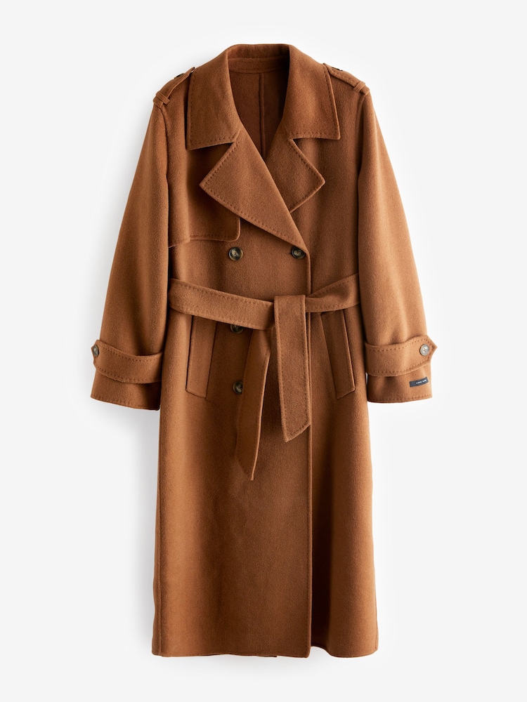 Chestnut Brown Handsewn Trench Coat - Image 5 of 6