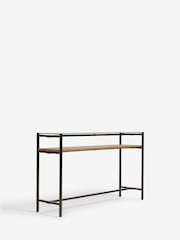 Dark Bronx Oak Effect and Glass Console Table - Image 6 of 8