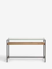 Dark Bronx Oak Effect and Glass Console Table - Image 7 of 8