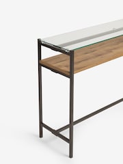 Dark Bronx Oak Effect and Glass Console Table - Image 8 of 8