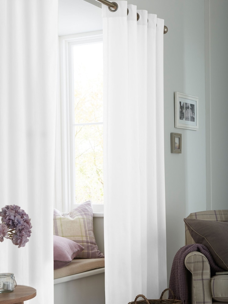 White 100% Cotton Made To Measure Curtains - Image 2 of 9