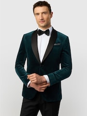 Ted Baker Tailoring Slim Fit Smoke Teal Velvet Blazer - Изображение 1 5