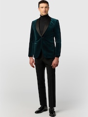 Ted Baker Tailoring Slim Fit Smoke Teal Velvet Blazer - Изображение 3 5