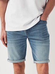 Blue Stretch Denim Shorts - Image 1 of 9