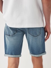 Blue Stretch Denim Shorts - Image 3 of 9