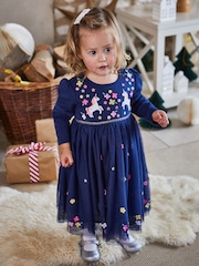 JoJo Maman Bébé Navy Unicorn Embroidered Party Dress - Image 5 of 6
