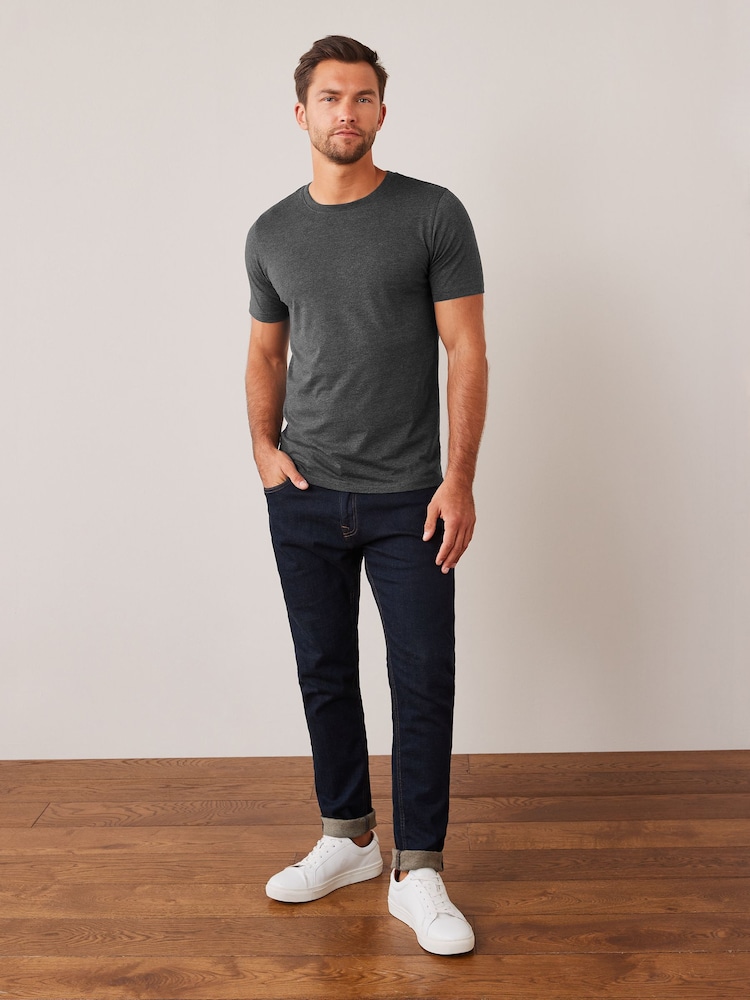 Grafitowy margiel - Krój dopasowany - Essential Crew Neck Cotton T-Shirt - Image 3 of 5