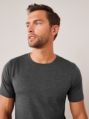 Grey Charcoal Marl Slim Fit Essential Crew Neck Cotton T-Shirt - Image 4 of 5