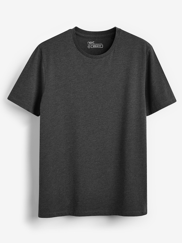 Grey Charcoal Marl Slim Fit Essential Crew Neck Cotton T-Shirt - Image 5 of 5