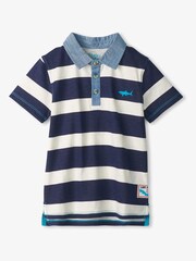 Hatley Navy Stripe Shark Logo Polo Shirt - Image 2 of 7