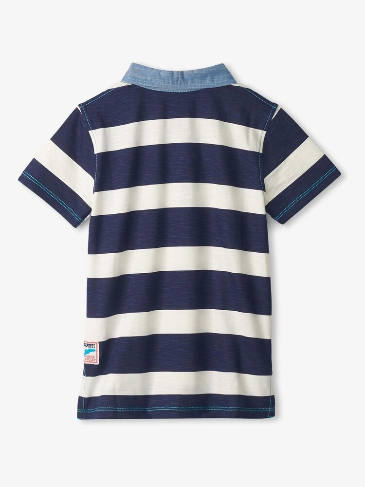 Hatley Navy Stripe Shark Logo Polo Shirt - Image 3 of 7