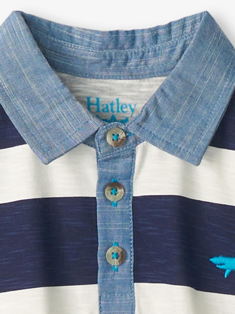 Hatley Navy Stripe Shark Logo Polo Shirt - Image 4 of 7