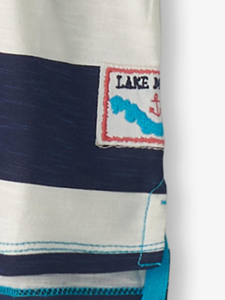 Hatley Navy Stripe Shark Logo Polo Shirt - Image 6 of 7