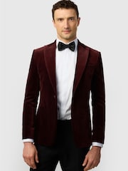 Ted Baker Tailoring Slim Fit Mulberry Velvet Blazer - Image 1 of 5