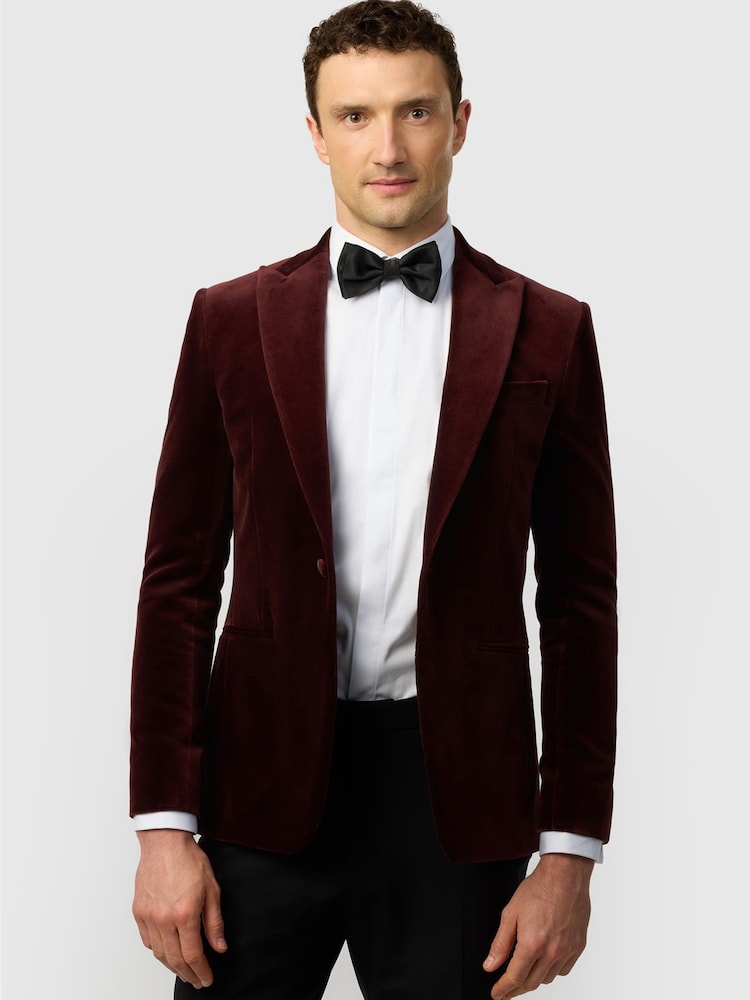 Ted Baker Tailoring Slim Fit Mulberry Velvet Blazer - Image 1 of 5