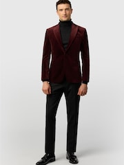 Ted Baker Tailoring Slim Fit Mulberry Velvet Blazer - Image 3 of 5