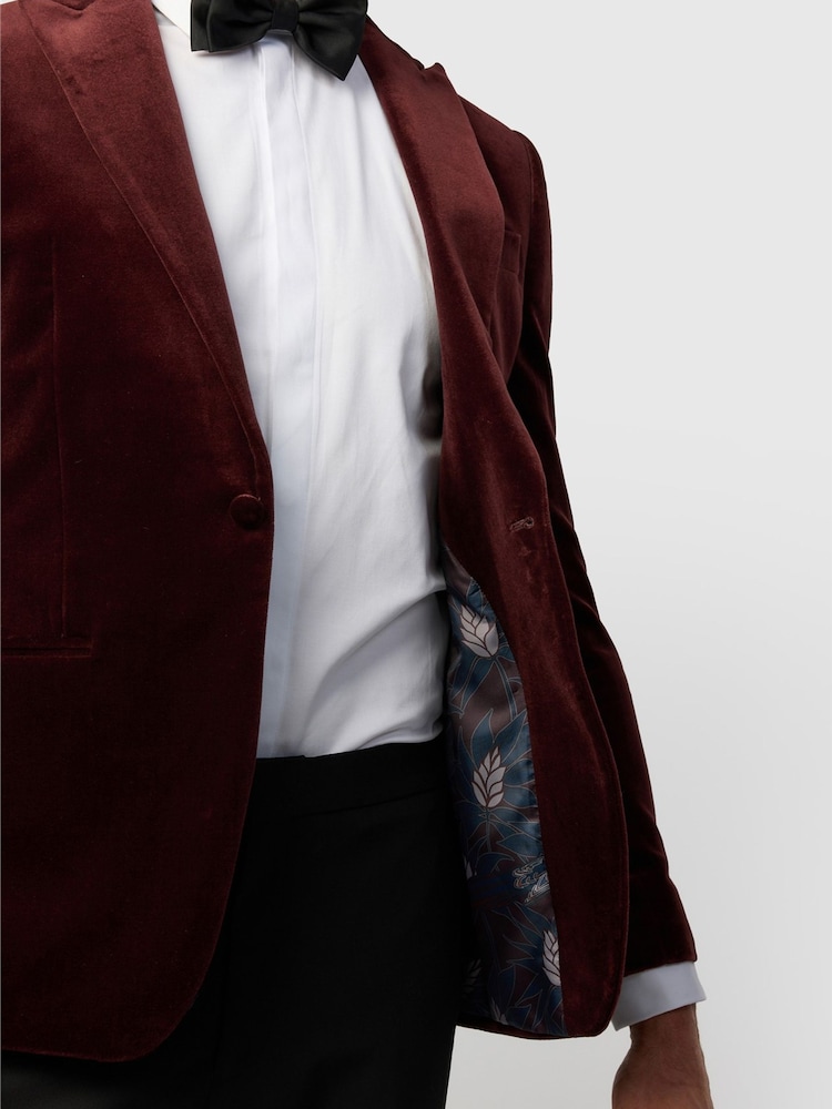 Ted Baker Tailoring Slim Fit Mulberry Velvet Blazer - Image 5 of 5