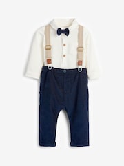 Navy/White 4 Piece Shirt Body, Trousers and Braces Set (0mths-2yrs) - Image 1 of 7