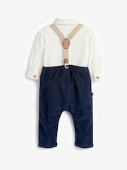 Navy/White 4 Piece Shirt Body, Trousers and Braces Set (0mths-2yrs) - Image 2 of 7