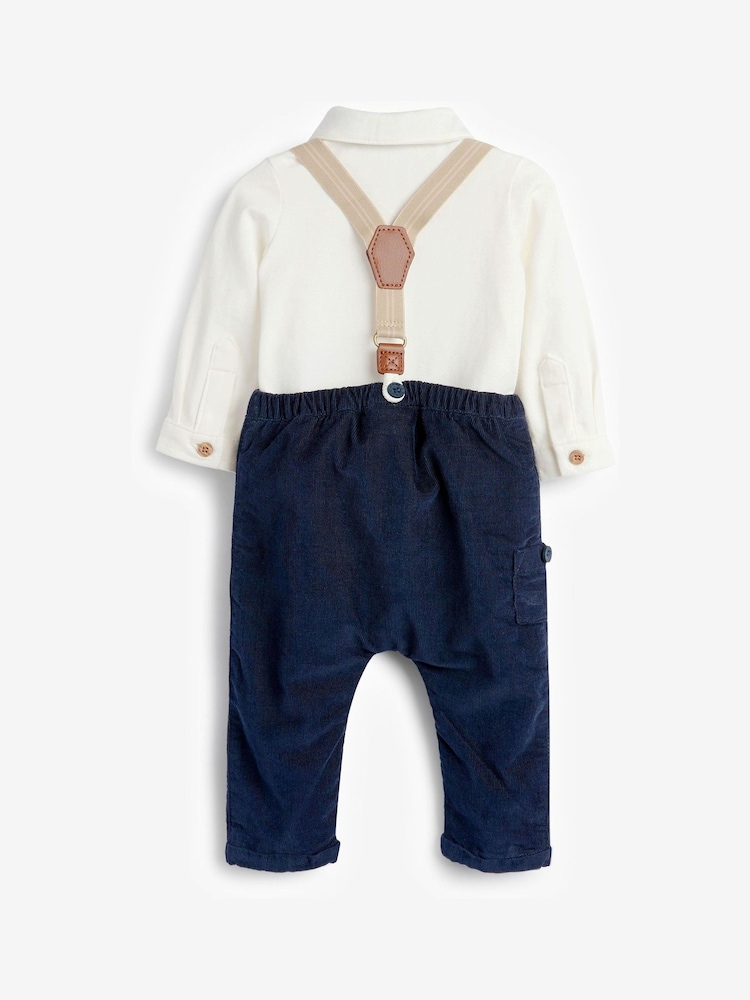 Navy/White 4 Piece Shirt Body, Trousers and Braces Set (0mths-2yrs) - Image 2 of 7