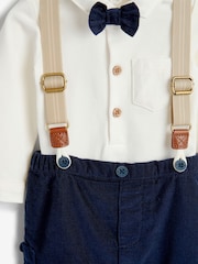 Navy/White 4 Piece Shirt Body, Trousers and Braces Set (0mths-2yrs) - Image 4 of 7