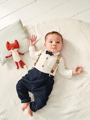 Navy/White 4 Piece Shirt Body, Trousers and Braces Set (0mths-2yrs) - Image 5 of 7