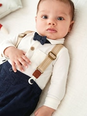 Navy/White 4 Piece Shirt Body, Trousers and Braces Set (0mths-2yrs) - Image 6 of 7