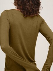 Hunkemoller Green Supersoft Boatneck T-Shirt Thermal Base Layer With Cashmere - Image 3 of 5