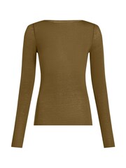 Hunkemoller Green Supersoft Boatneck T-Shirt Thermal Base Layer With Cashmere - Image 4 of 5