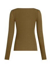 Hunkemoller Green Supersoft Boatneck T-Shirt Thermal Base Layer With Cashmere - Image 5 of 5
