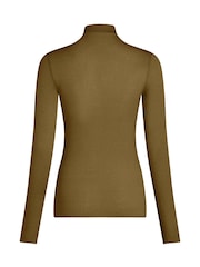 Hunkemoller Dark Olive Green Supersoft Turtleneck T-Shirt Thermal Base Layer With Cashmere - Image 5 of 5