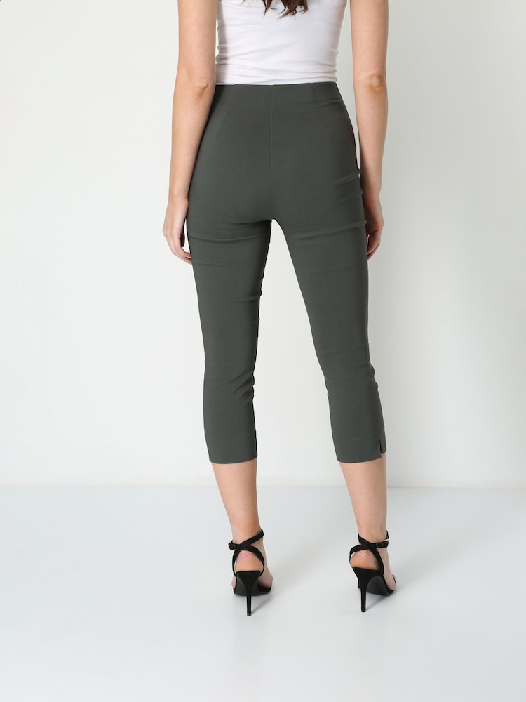 Roman Green Ground Cropped Stretch Capri Trousers - Image 2 of 4