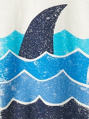 Hatley Shark Fin Waves Raglan 100% Cotton White T-Shirt - Image 3 of 6