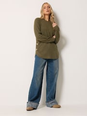 Long Tall Sally Brown Longline Button Knitted Jumper - Image 2 of 5