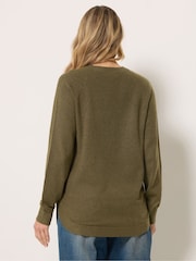 Long Tall Sally Brown Longline Button Knitted Jumper - Image 3 of 5