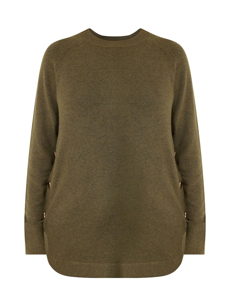 Long Tall Sally Brown Longline Button Knitted Jumper - Image 5 of 5