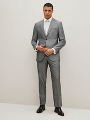 Light Grey Regular Fit Two Button Suit Jacket - Image 5 of 11
