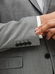 Light Grey Regular Fit Two Button Suit Jacket - Image 7 of 11