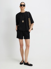 River Island Black Premium Drawstring Shorts - Image 1 of 4