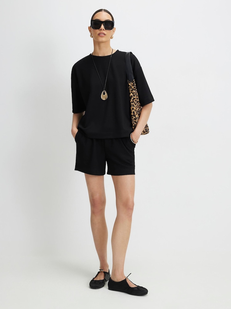 River Island Black Premium Drawstring Shorts - Image 1 of 4 River Island Black Premium Drawstring Shorts - Image 1 of 4